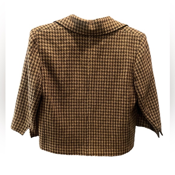 GUC Lauren Ralph Lauren Wool Crop Houndstooth Blazer Size 14 - Picture 2 of 7
